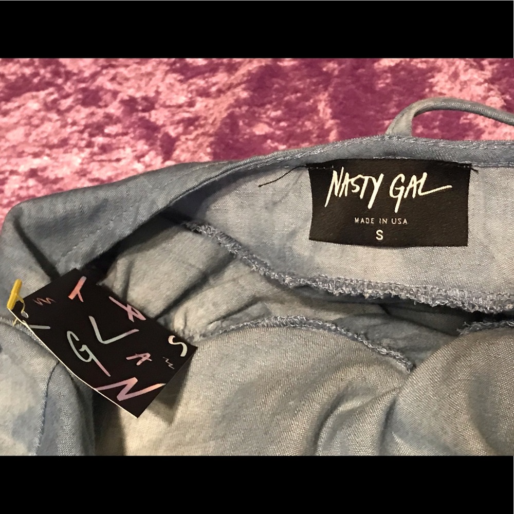 Nasty Gal Denim Small NWT Babydoll Dress - Picture 6 of 8